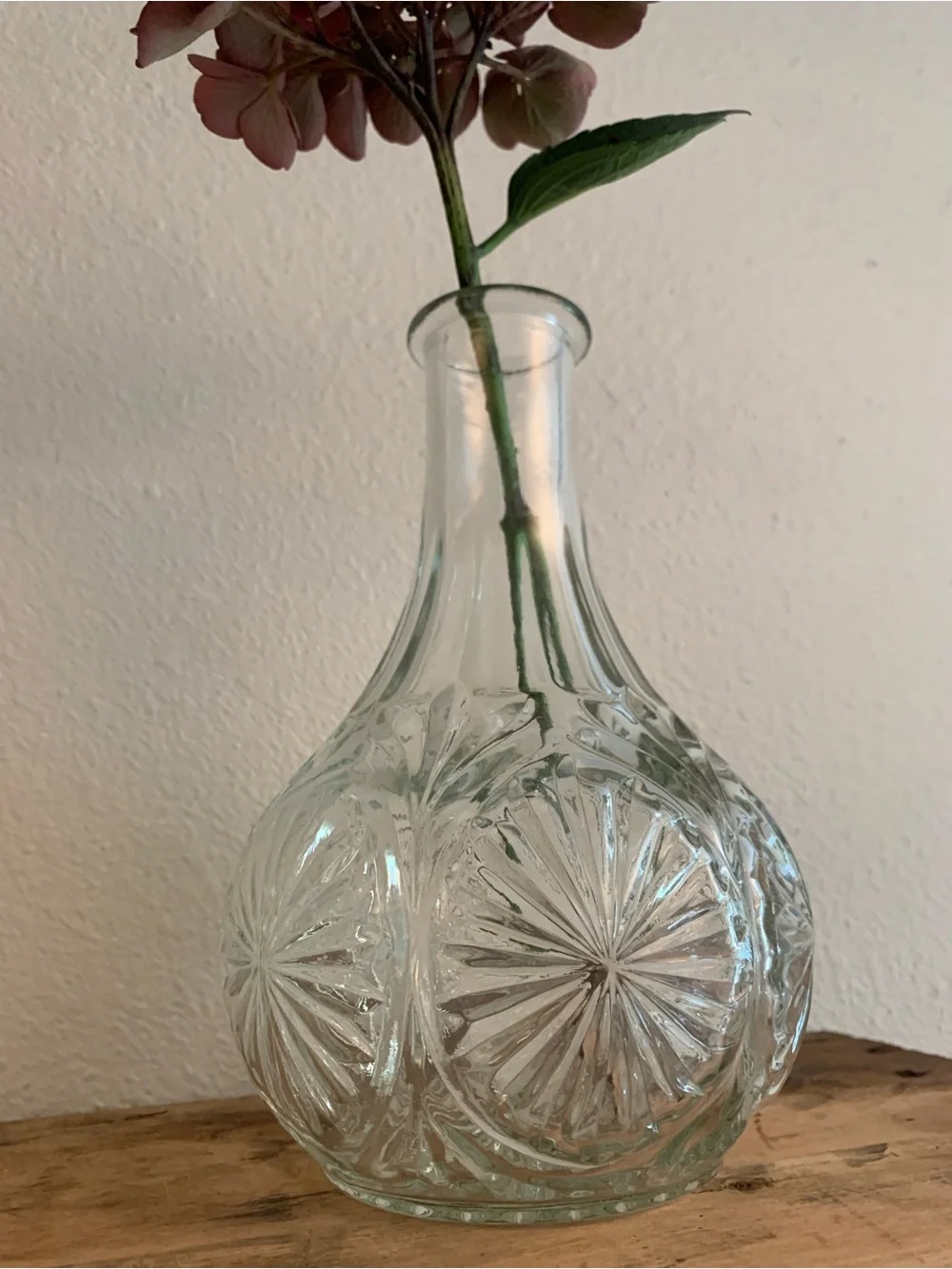 Vintage Glass Vase with Starburst Pattern - Home Accents